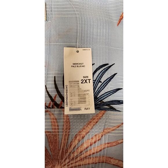 Caribbean Hawaiian Shirt Multicolor Blue Floral Button Down Size 2XT NWT - Picture 6 of 9